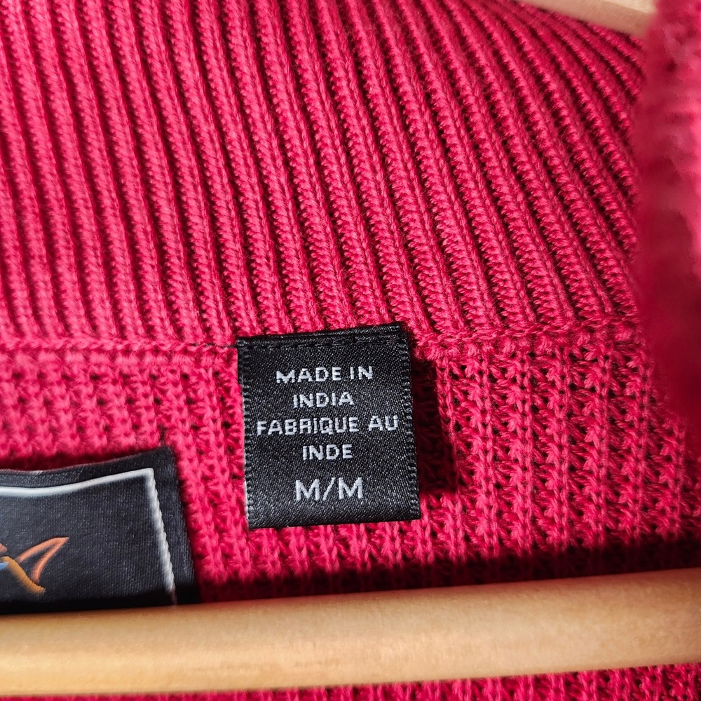 Greg Norman Mens Red 1/4 Zip Waffle Knit Sweater M India Golf Casual Relaxed Fit - Picture 3 of 10